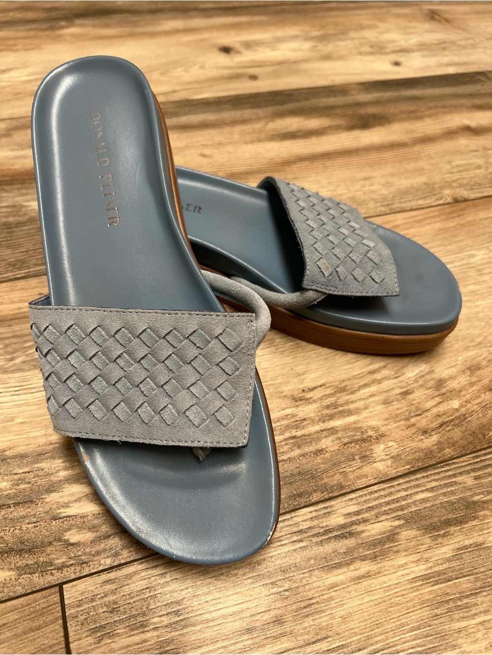 Donald J. Pliner Woven Leather Slide Sandals